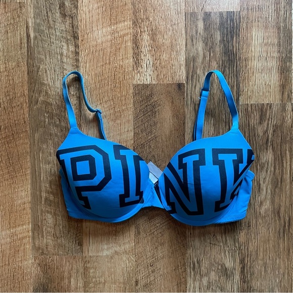 PINK Victoria's Secret Blue Bra with Bold Branding - Picture 1 of 7